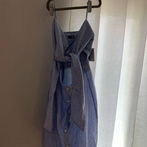 Summer seersucker Dress w/ midriff bow tie